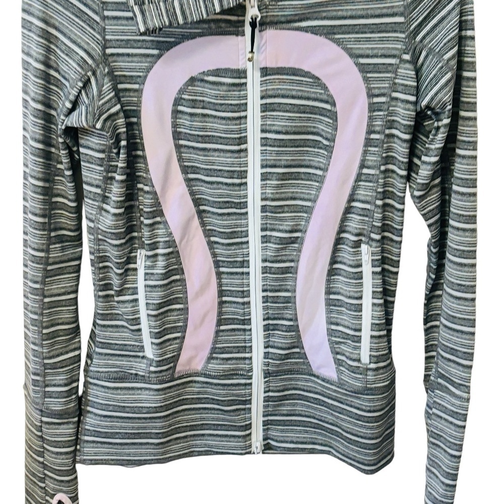 Lululemon Stride Jacket Grey Purple Striped Size 6 - Picture 9 of 9